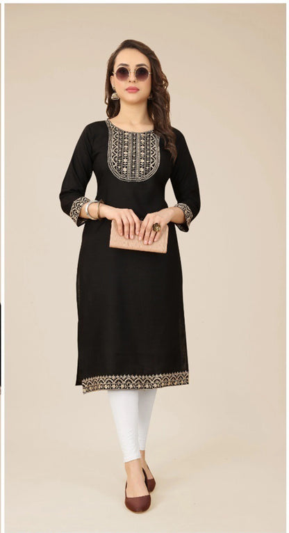 Ethnic Soft Cotton Embroidered Kurti