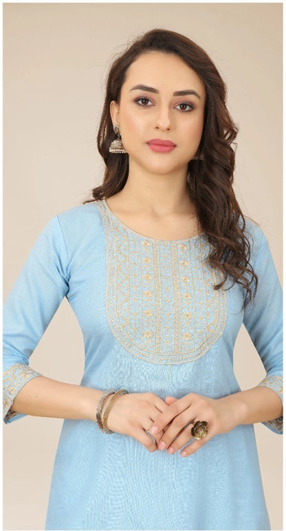 Ethnic Soft Cotton Embroidered Kurti