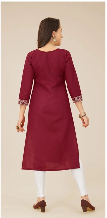 Ethnic Soft Cotton Embroidered Kurti