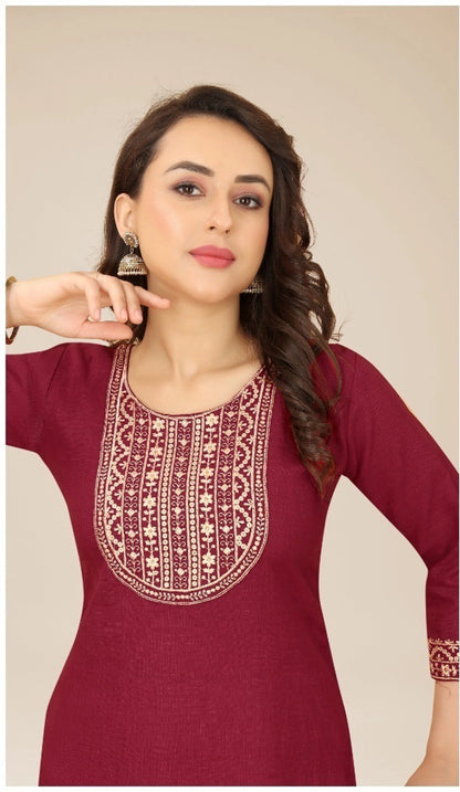 Ethnic Soft Cotton Embroidered Kurti