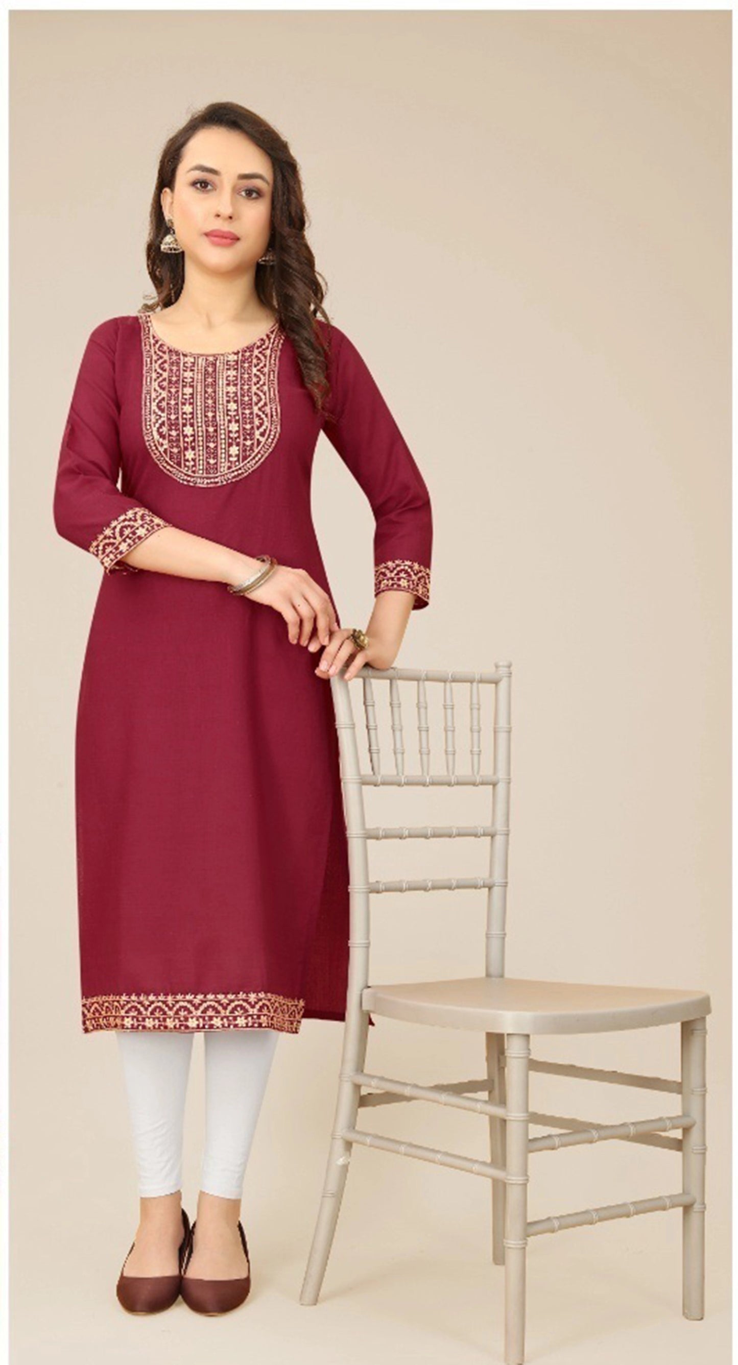 Ethnic Soft Cotton Embroidered Kurti