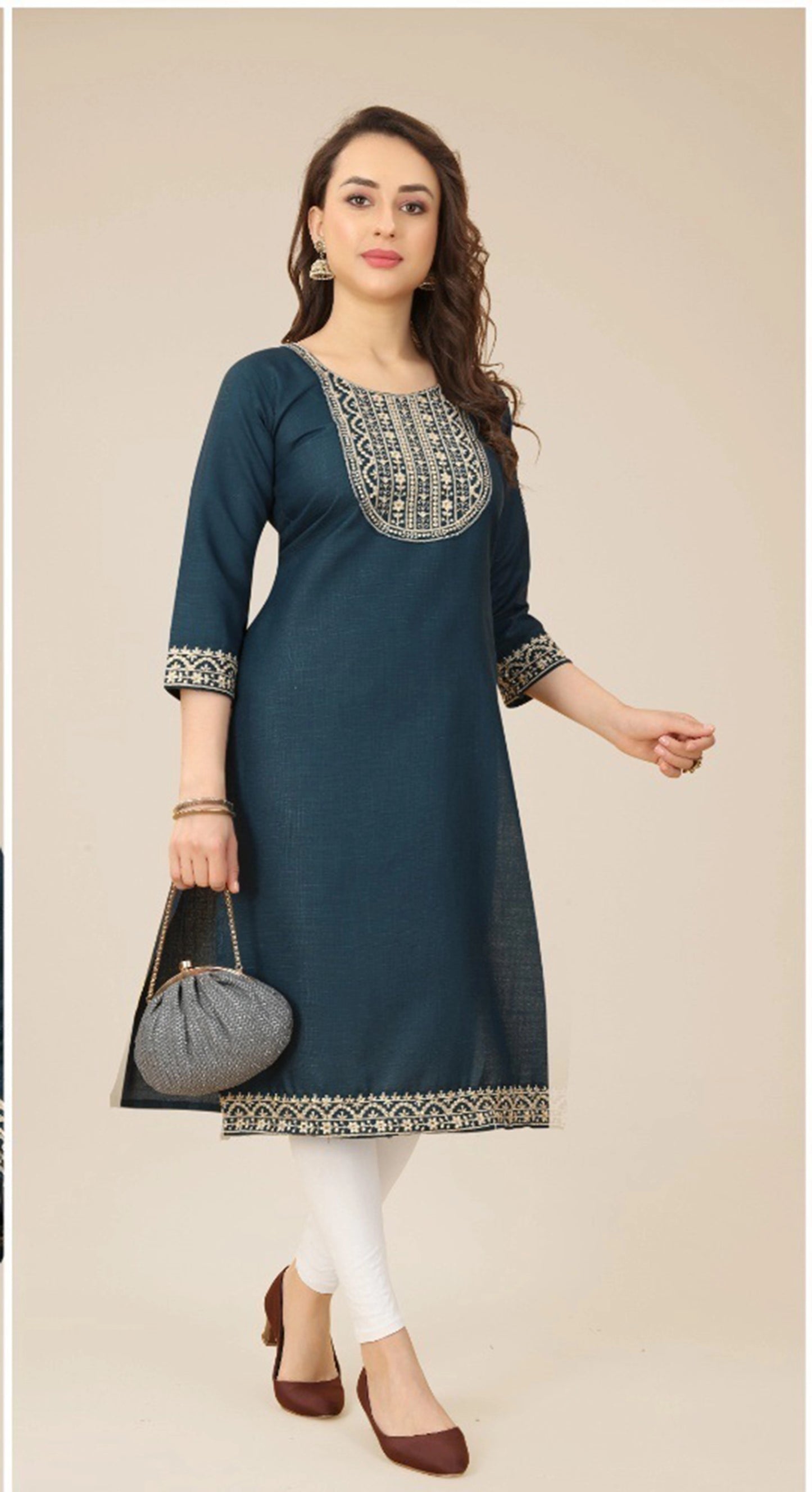 Ethnic Soft Cotton Embroidered Kurtis