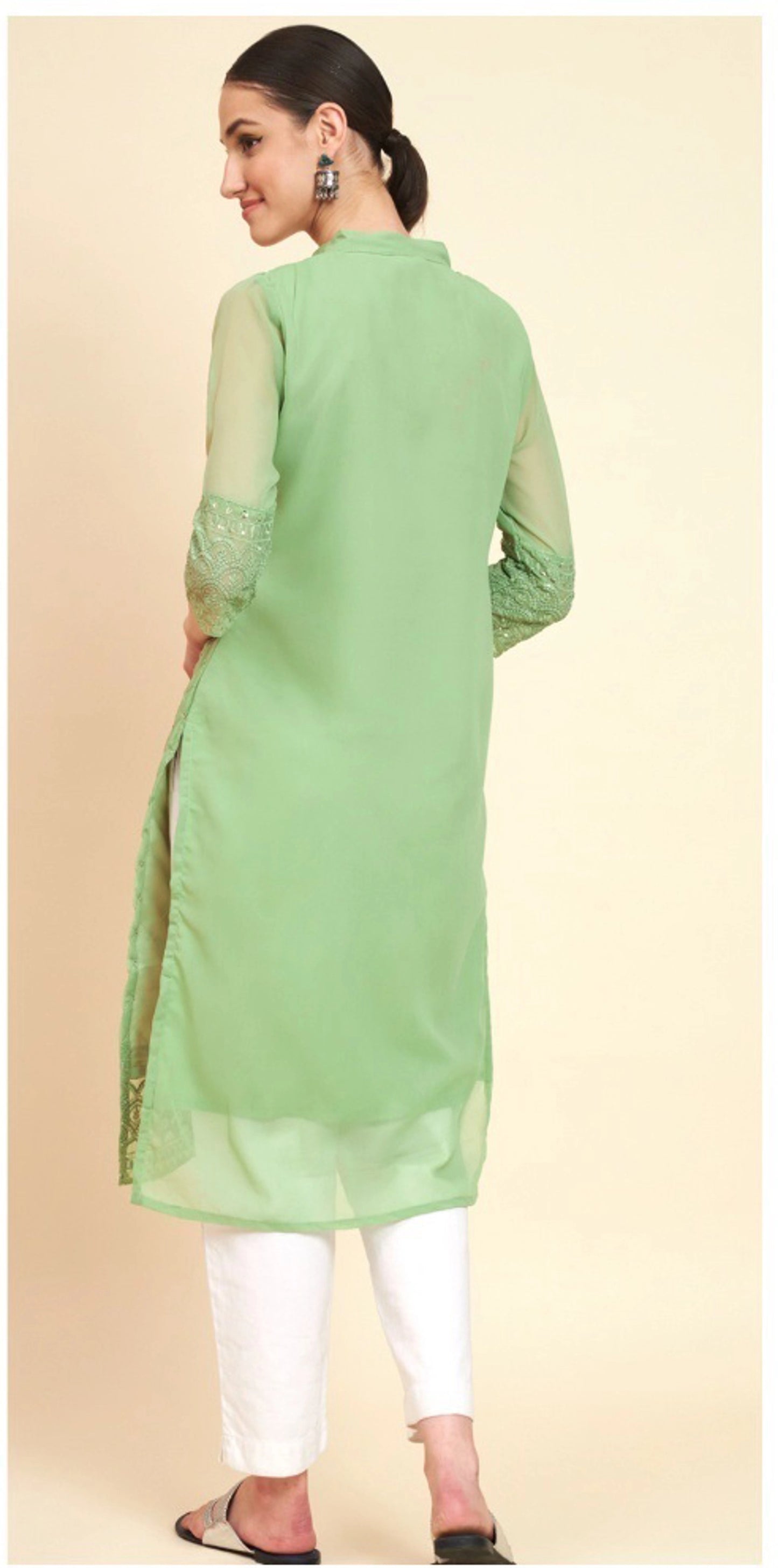 Designer Embroidered Georgette Straight Kurta