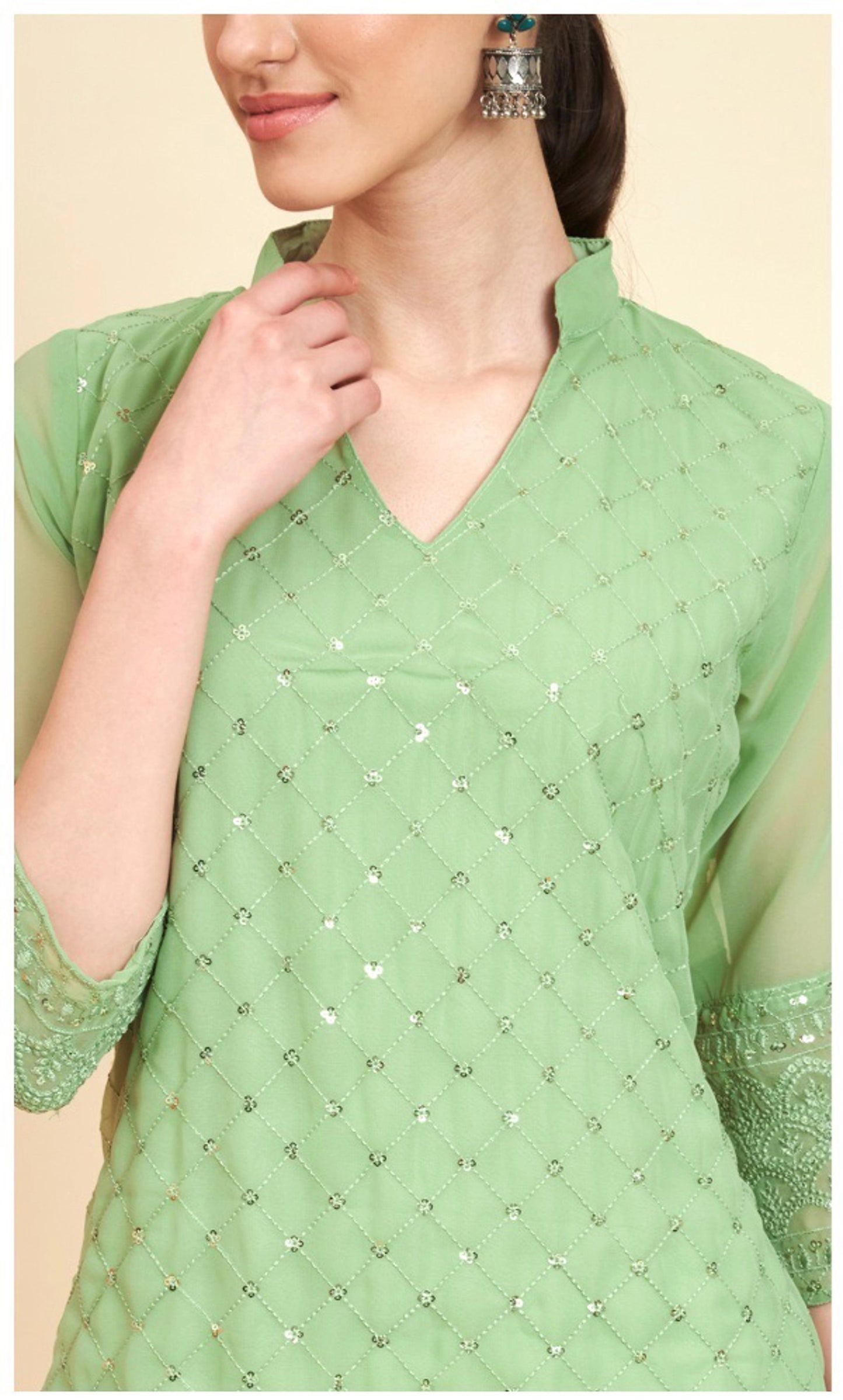 Designer Embroidered Georgette Straight Kurta