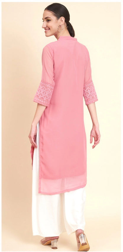 Designer Embroidered Georgette Straight Kurta