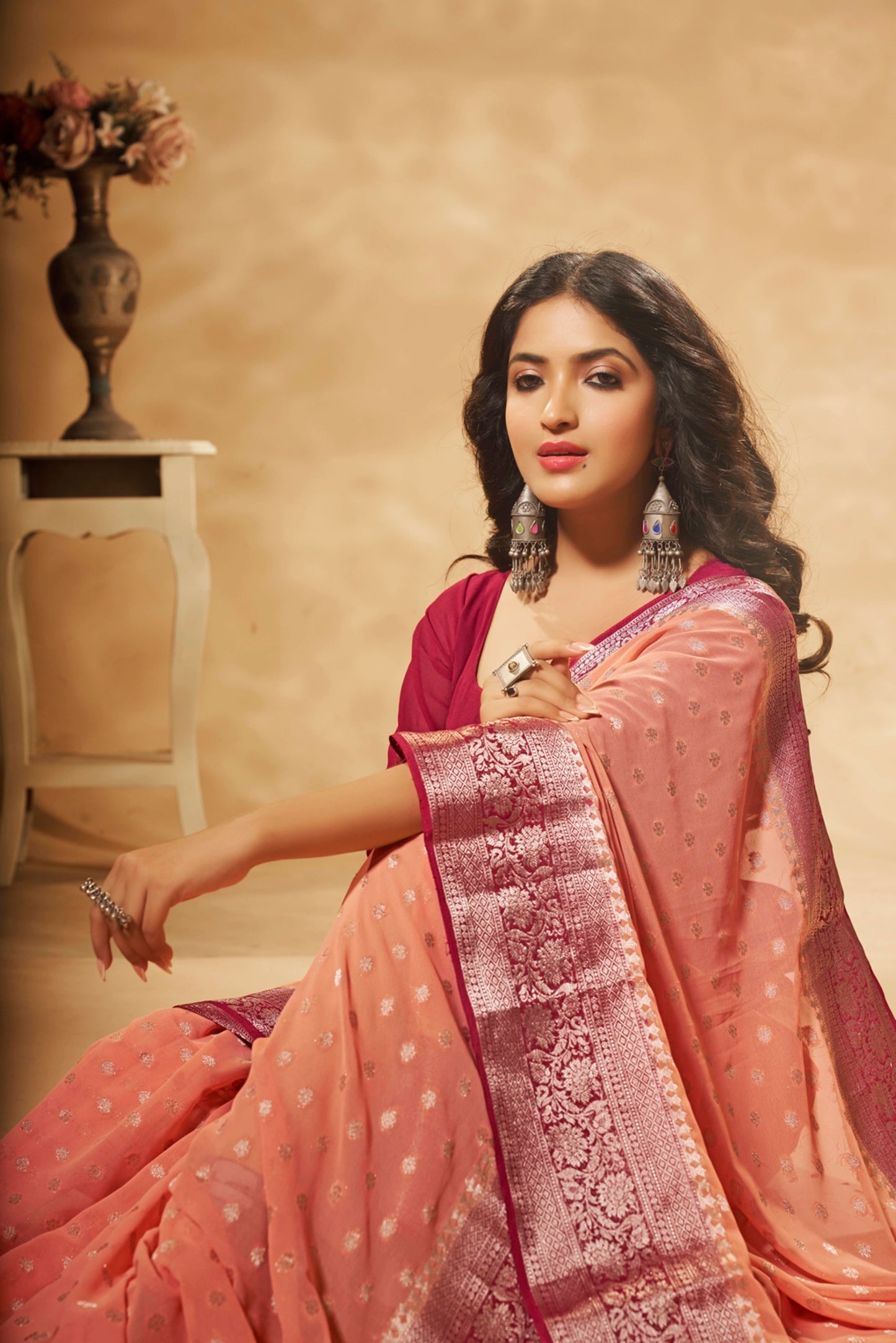 Designer Weaving Georgette Saree in 7 Colors