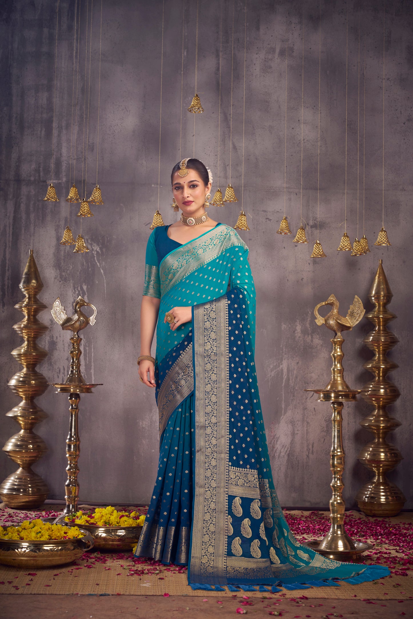 Designer Weaving Georgette Saree in 7 Colors