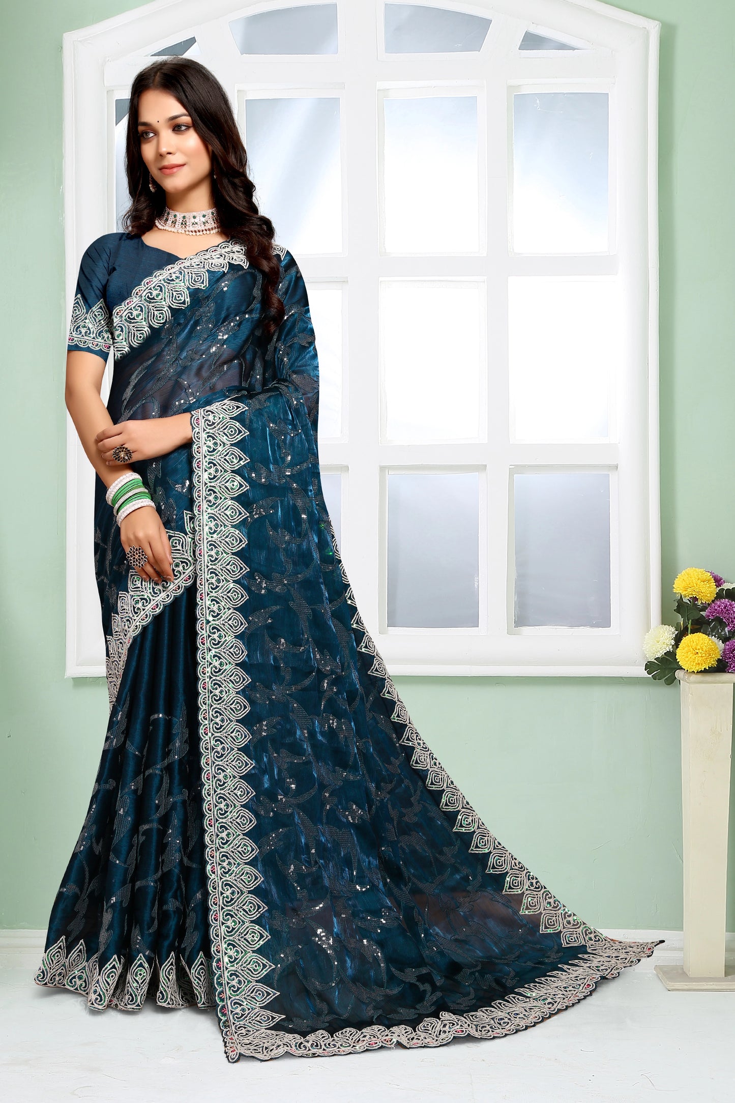 Sequence Work And Dorry Codding Designer Saree