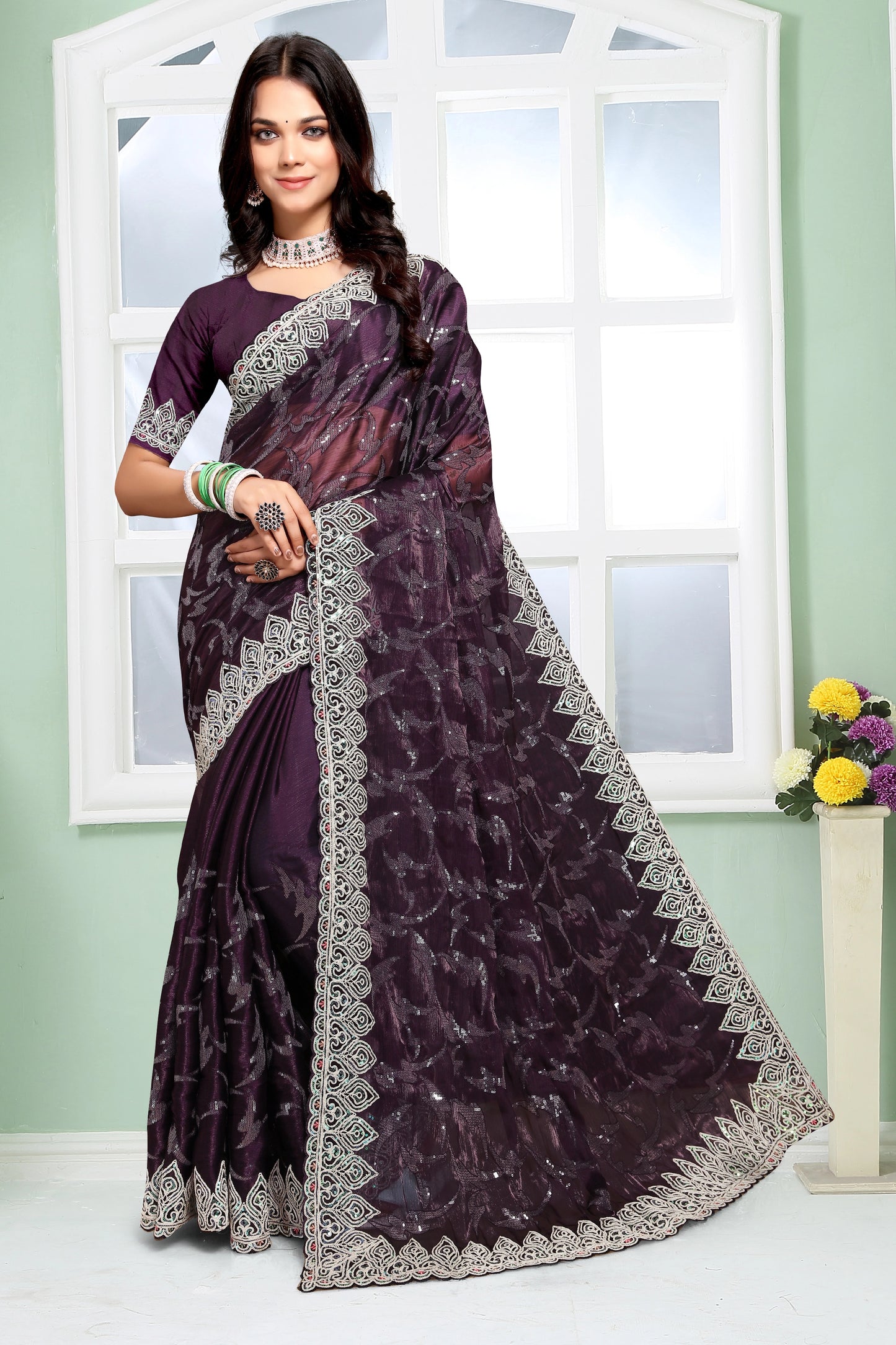 Sequence Work And Dorry Codding Designer Saree