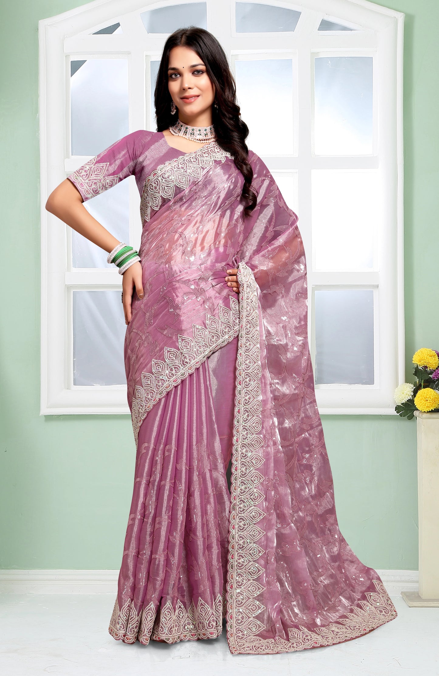 Sequence Work And Dorry Codding Designer Saree