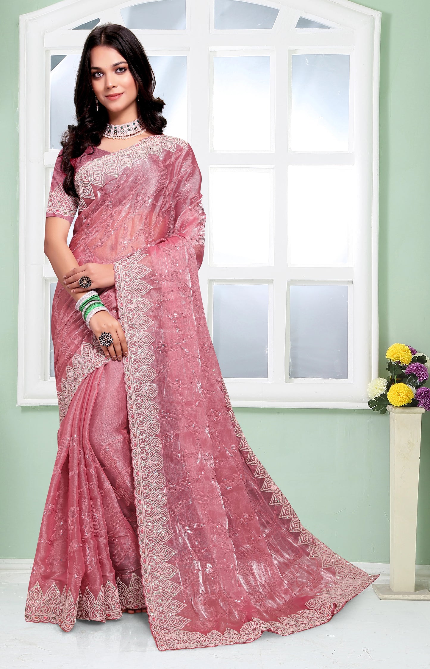 Sequence Work And Dorry Codding Designer Saree