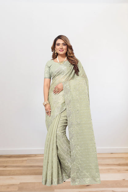 Designer Jimmy Choo Embroidered Saree