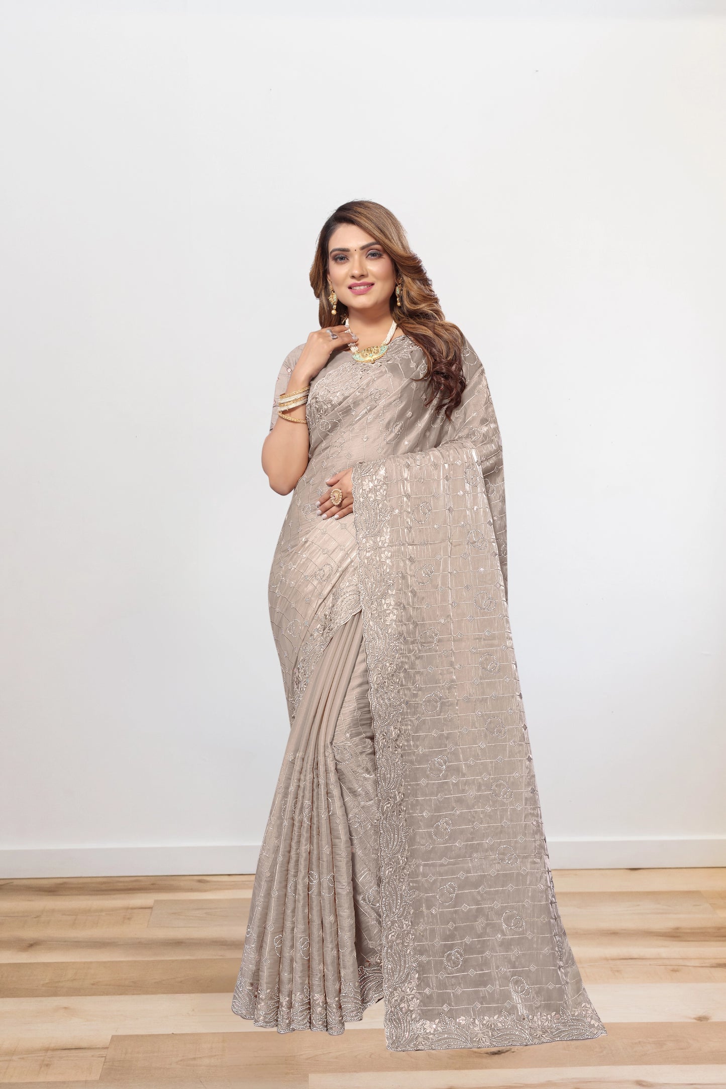 Designer Jimmy Choo Embroidered Saree