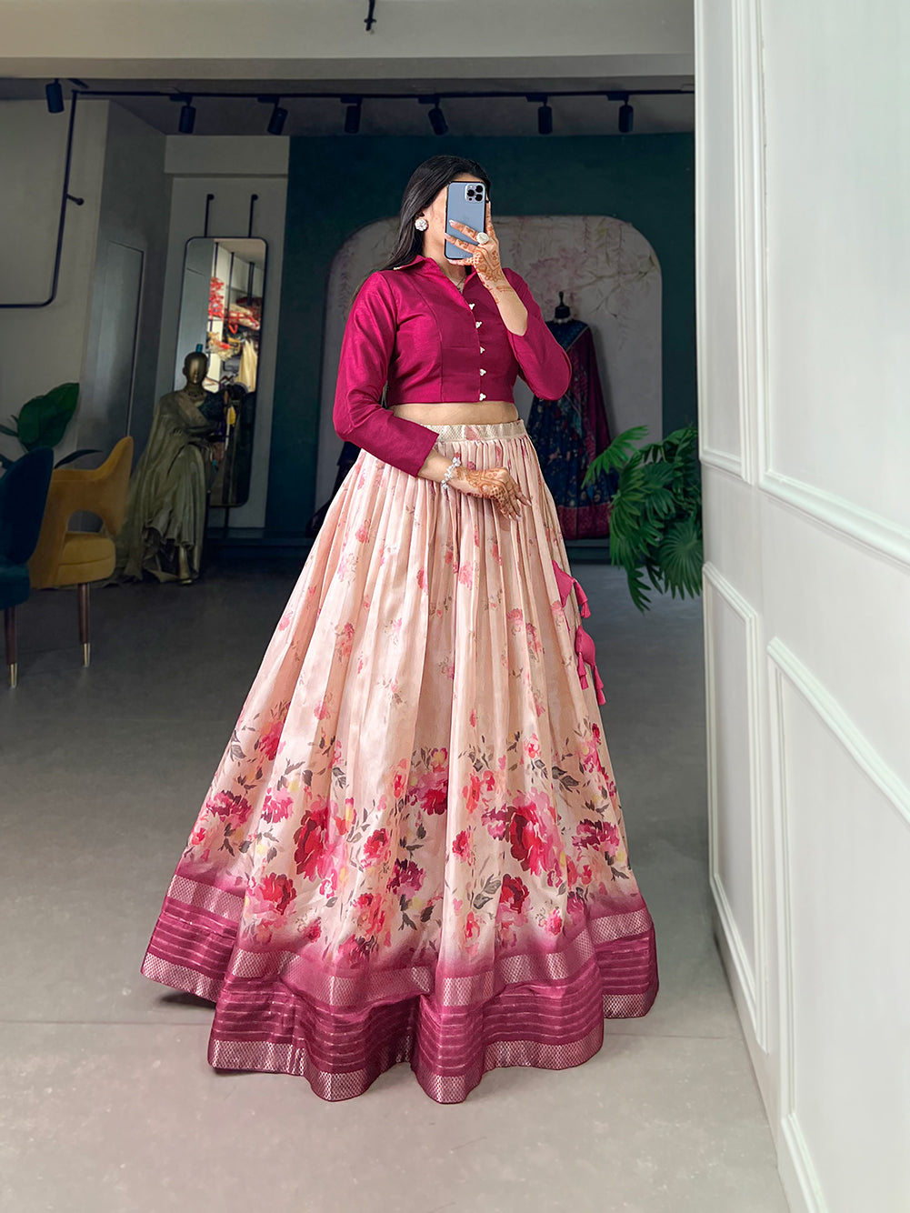 Readymade Dola Silk Lehenga