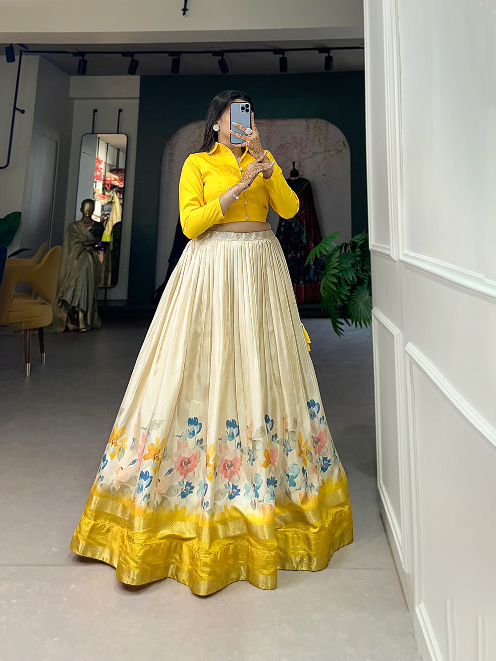 Readymade Dola Silk Lehenga