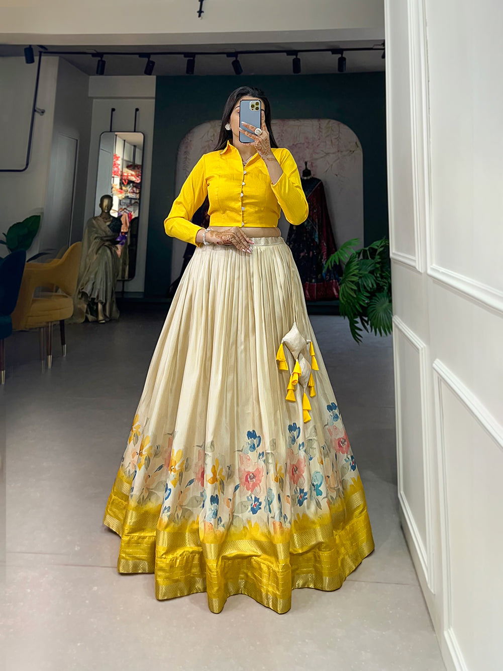 Readymade Dola Silk Lehenga