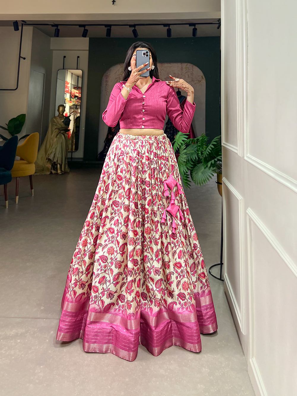 Readymade Dola Silk Lehenga