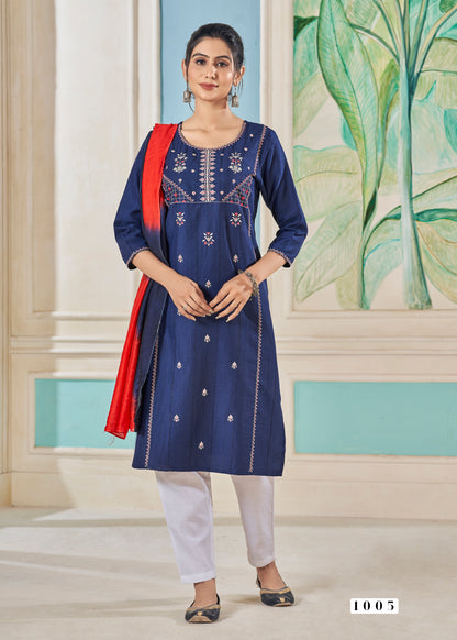 Pure Viscose Weaving Strip Embroidered Suit