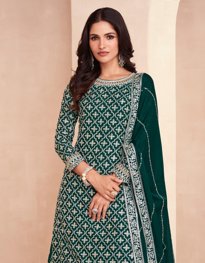 Heavy Embroidered Chinon Semistitched Suit