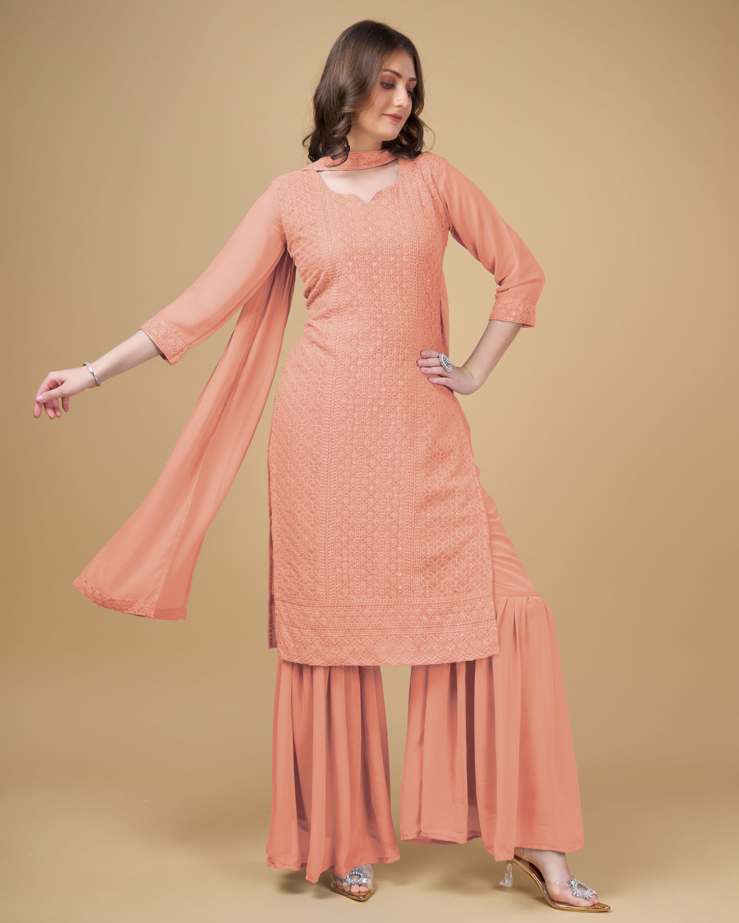 Designer Embroidered Georgette Readymade Suit