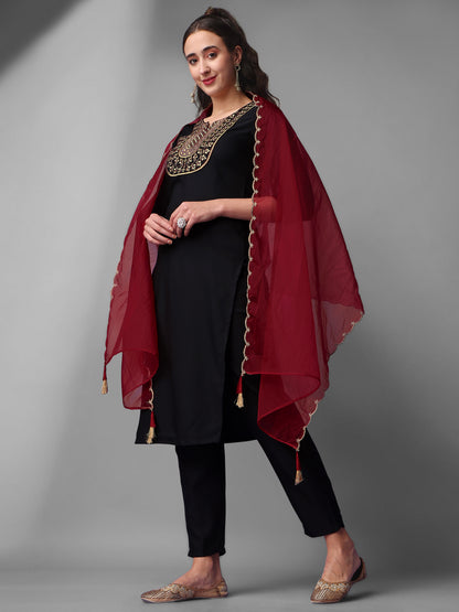 Embroidered Viscose Rayon Designer Suit