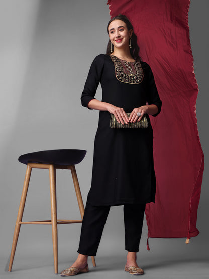 Embroidered Viscose Rayon Designer Suit