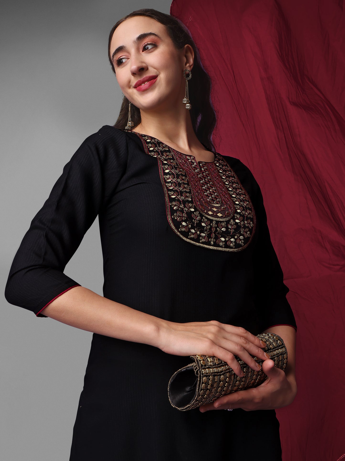 Embroidered Viscose Rayon Designer Suit