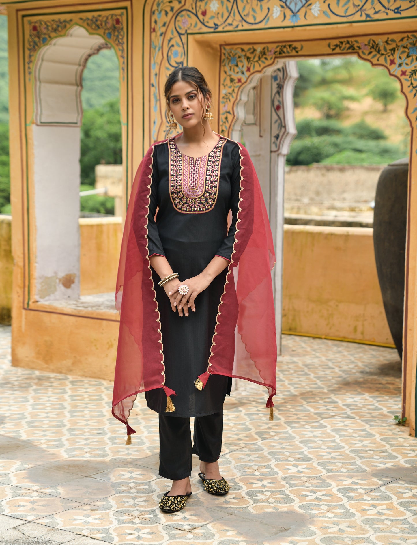 Embroidered Viscose Rayon Designer Suit