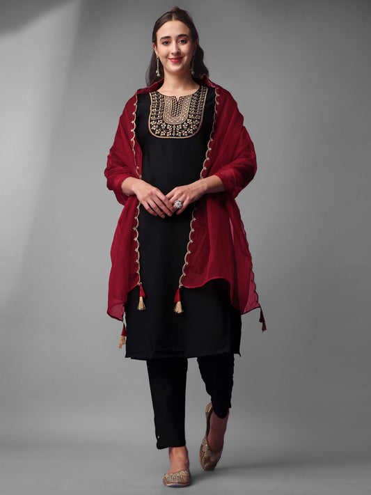 Embroidered Viscose Rayon Designer Suit