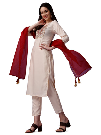 Embroidered Viscose Rayon Designer Suit