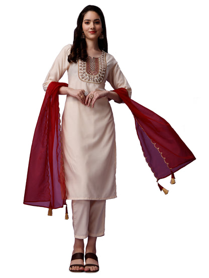 Embroidered Viscose Rayon Designer Suit