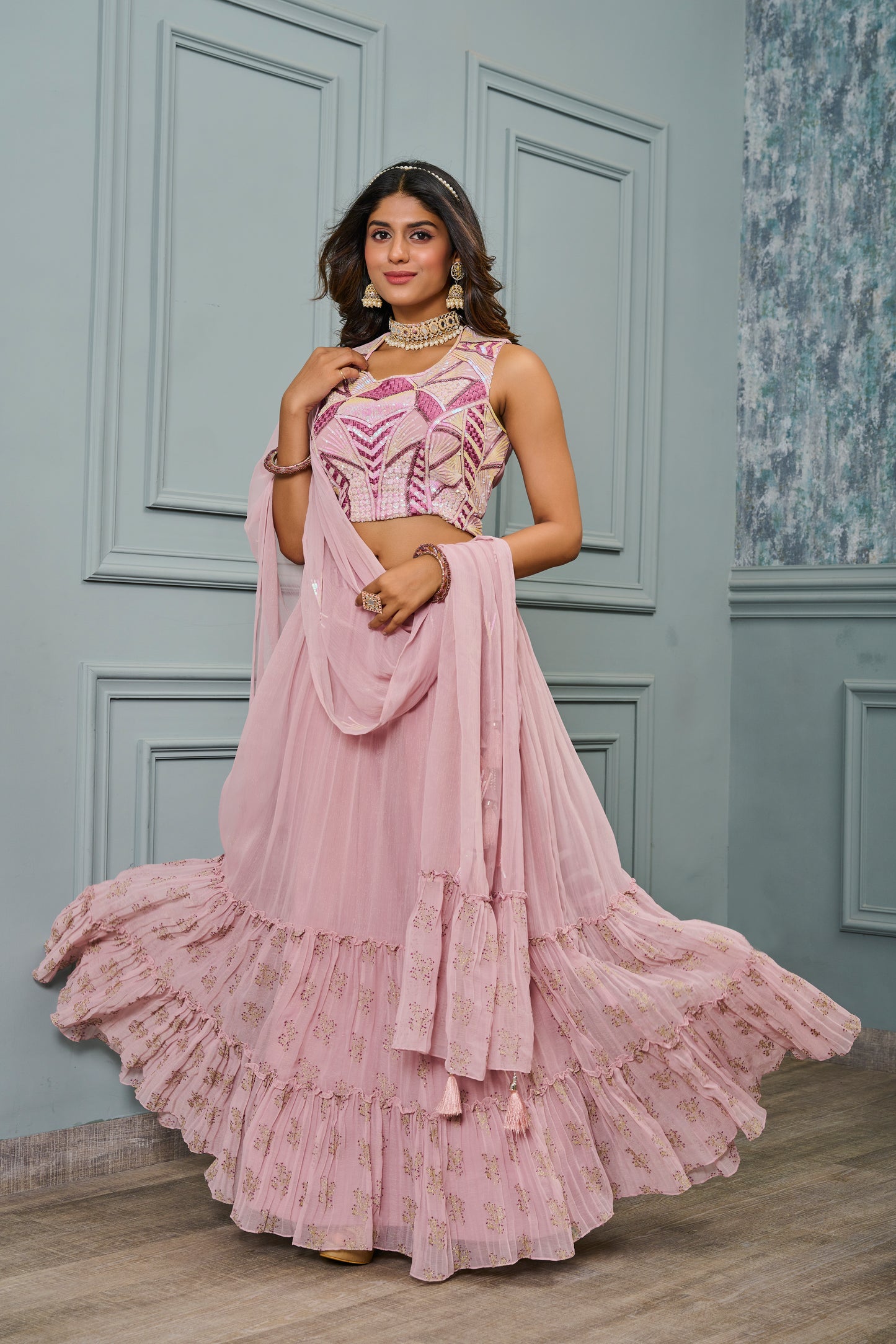 Unique wedding wear Pink Lehanga Choli