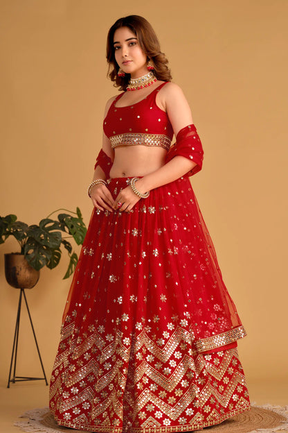 Red Wedding Wear Lehenga Choli