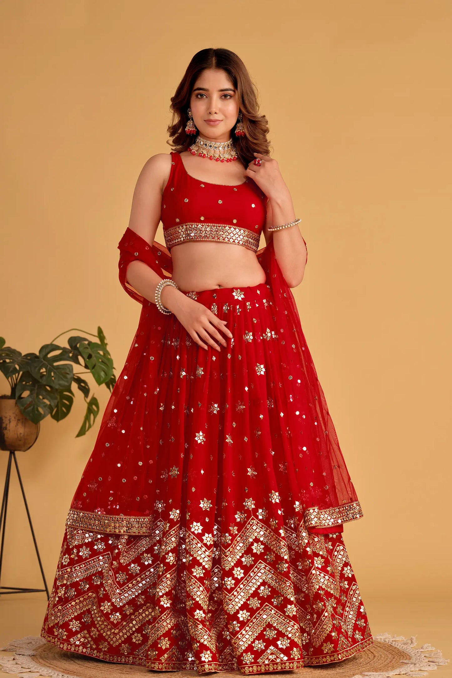 Red Wedding Wear Lehenga Choli