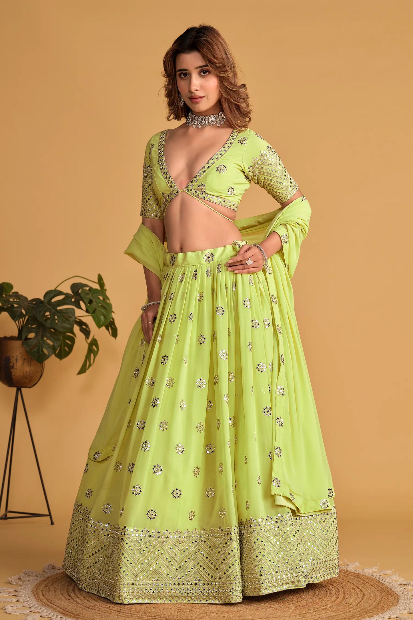 Neon Wedding Wear Lehenga Choli