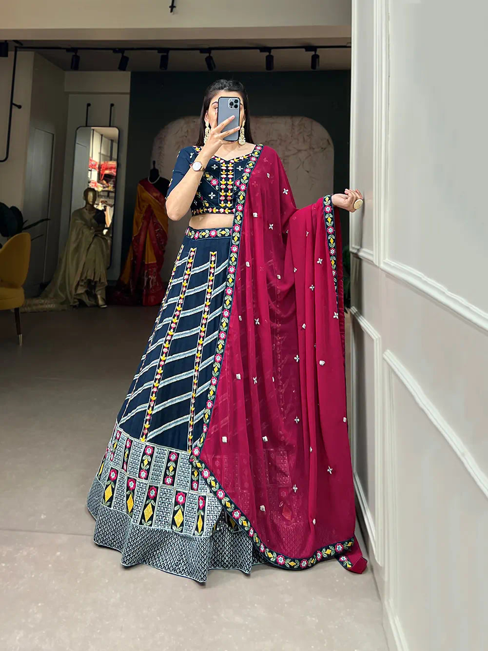 Sequence Work Designer Georgette Lehenga Choli