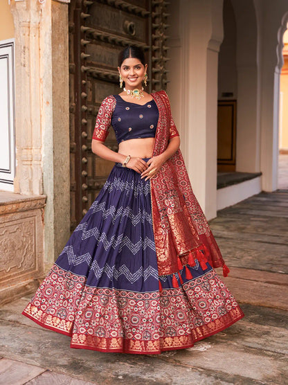 Unique Tussar Silk Foil Print Lehenga Choli