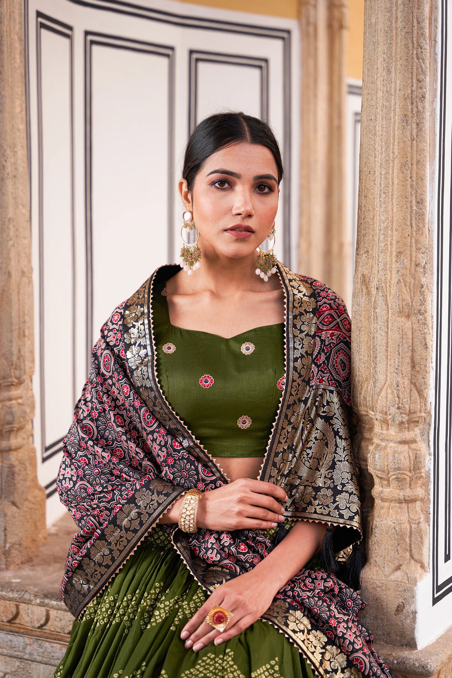 Unique Tussar Silk Foil Print Lehenga Choli