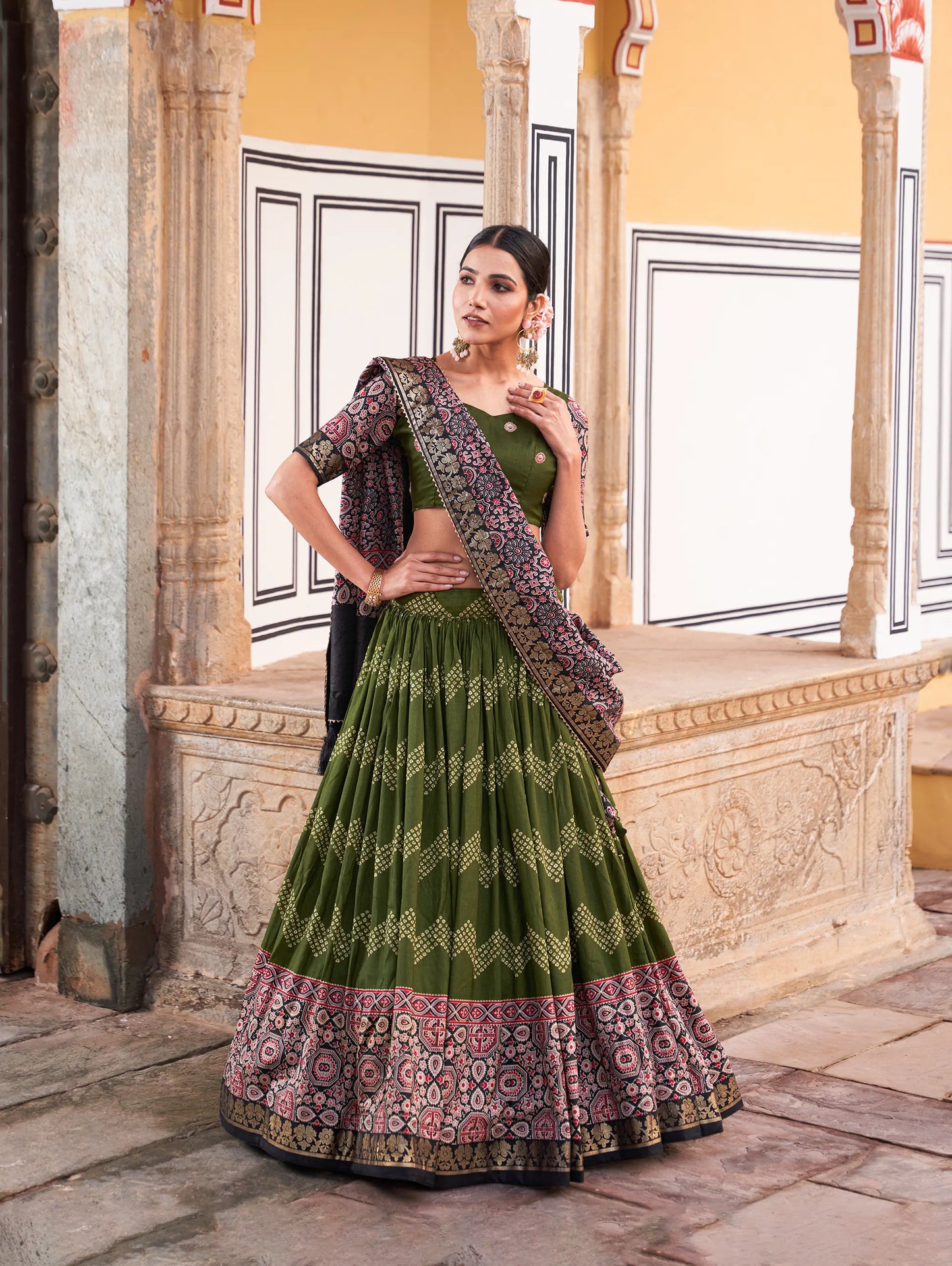 Unique Tussar Silk Foil Print Lehenga Choli