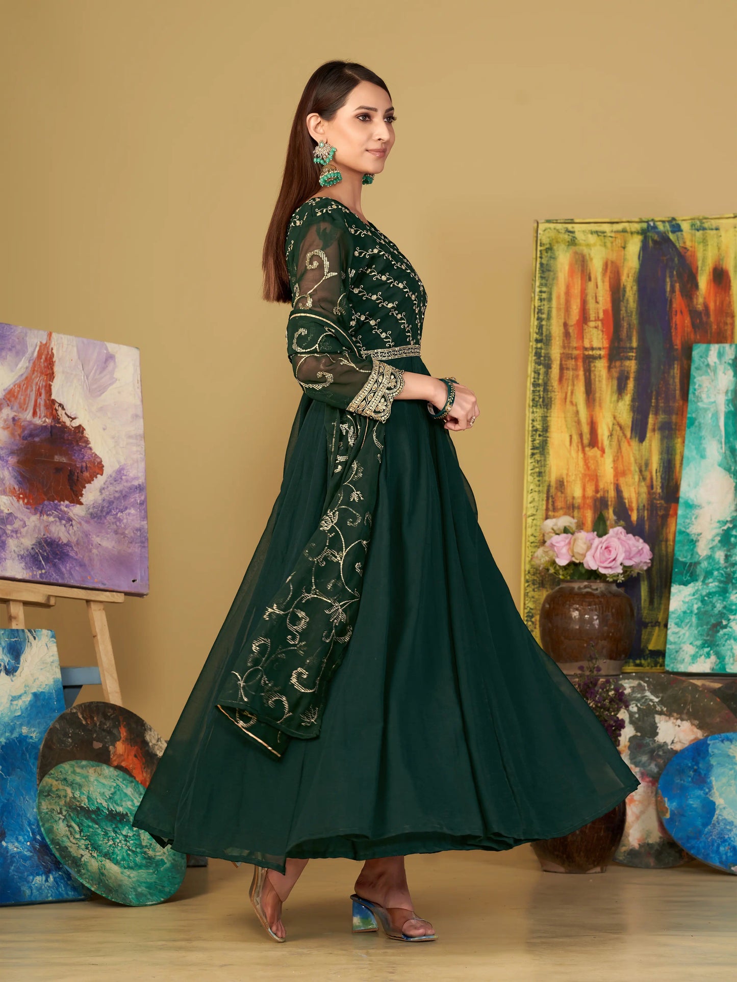 Designer Georgette Embroidered Anarkali Suit