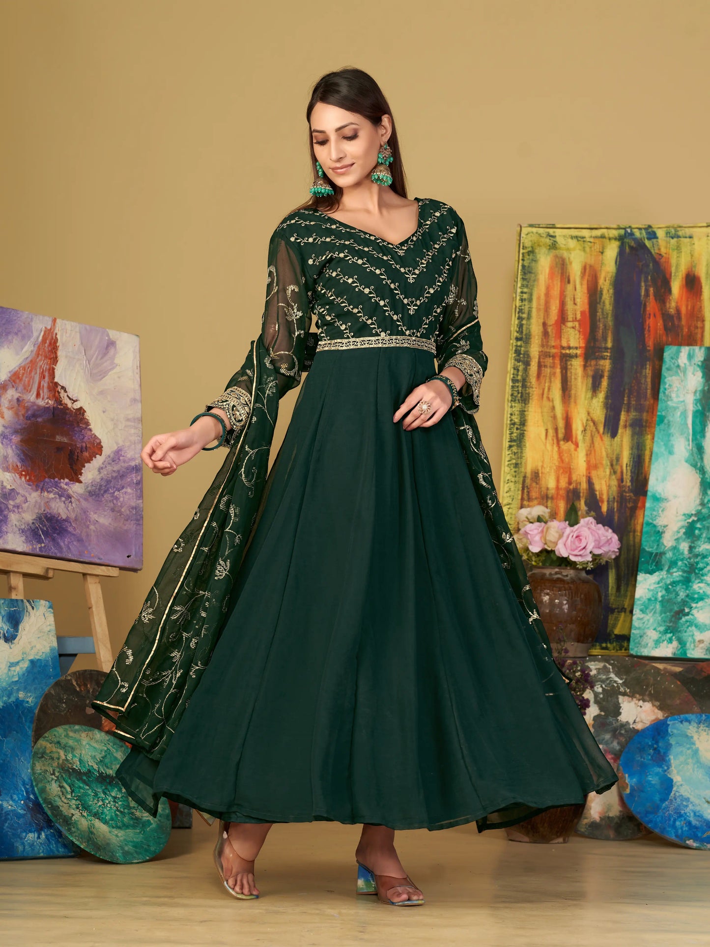 Designer Georgette Embroidered Anarkali Suit