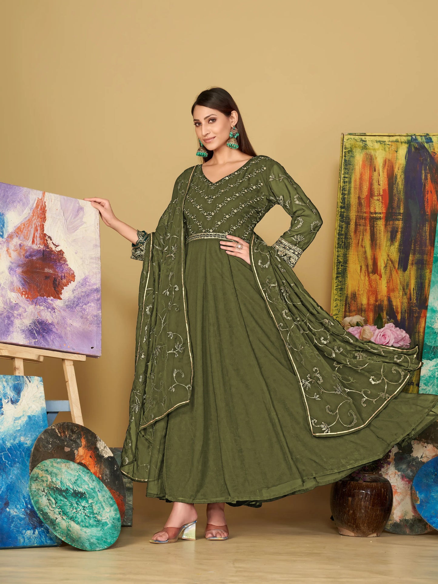 Designer Georgette Embroidered Anarkali Suit