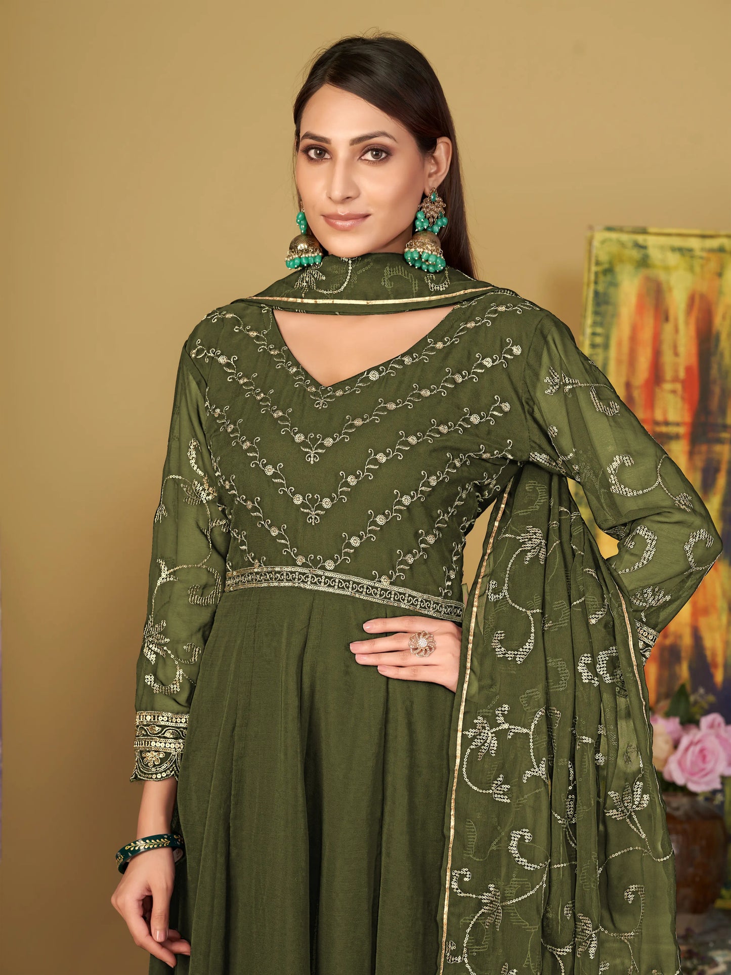 Designer Georgette Embroidered Anarkali Suit