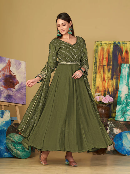 Designer Georgette Embroidered Anarkali Suit