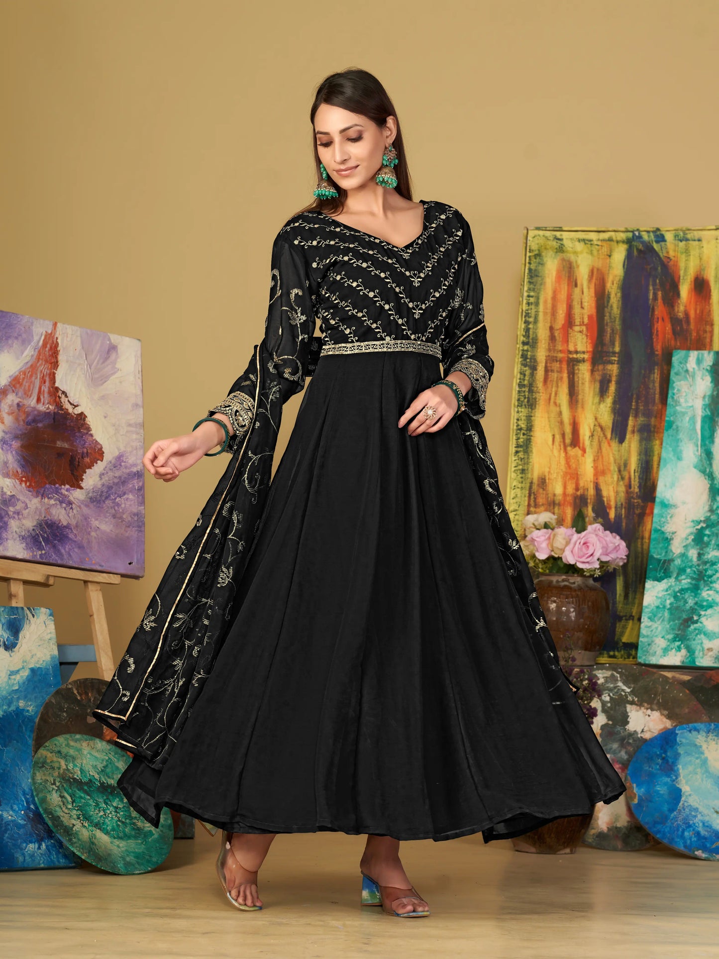 Designer Georgette Embroidered Anarkali Suit