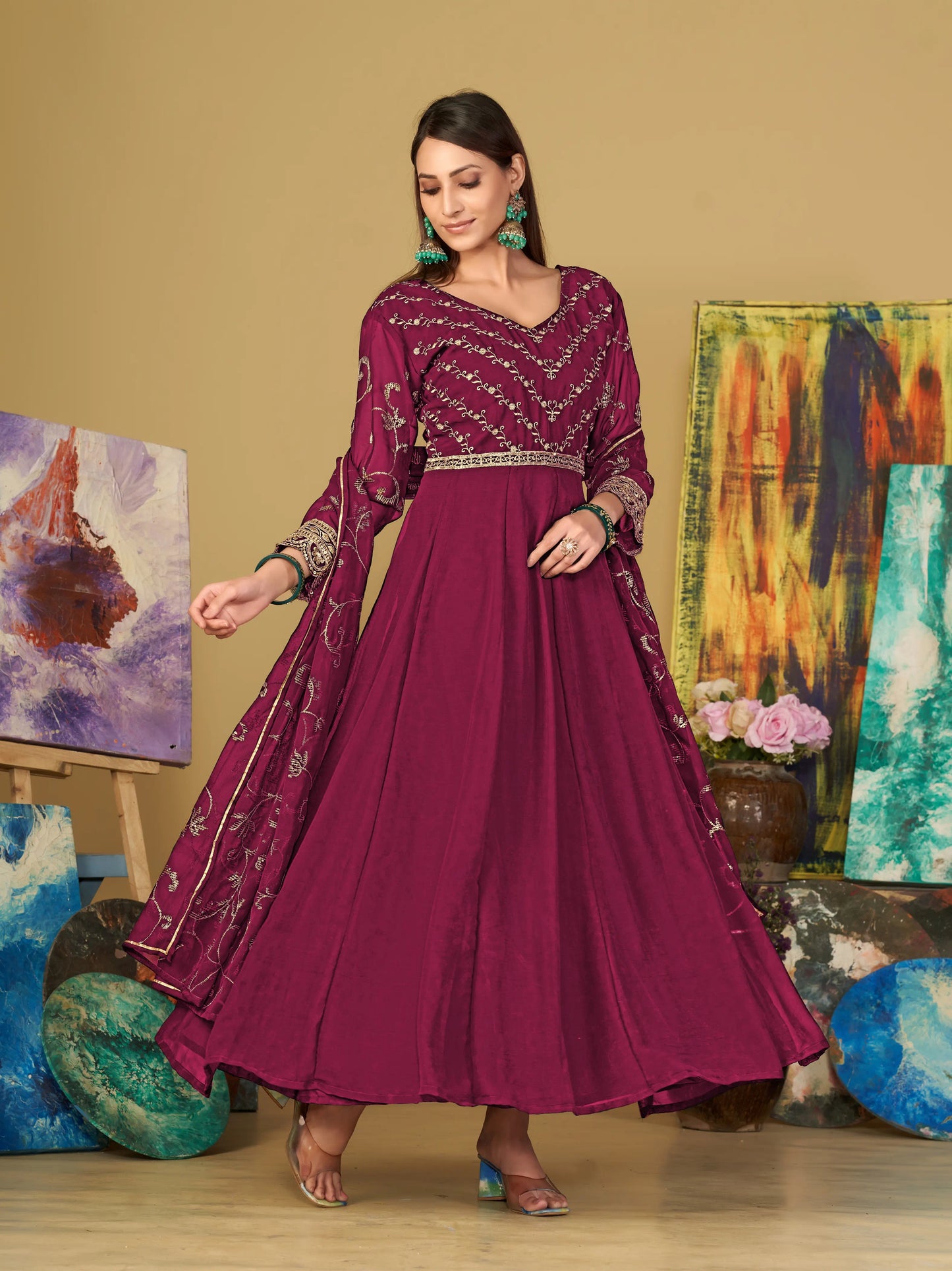 Designer Georgette Embroidered Anarkali Suit