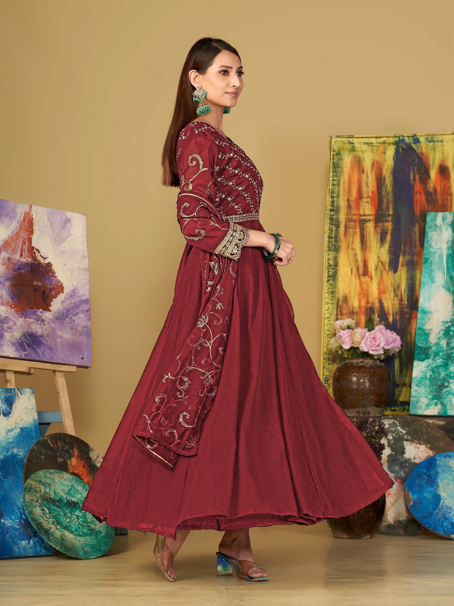 Designer Georgette Embroidered Anarkali Suit