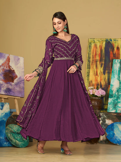 Designer Georgette Embroidered Anarkali Suit