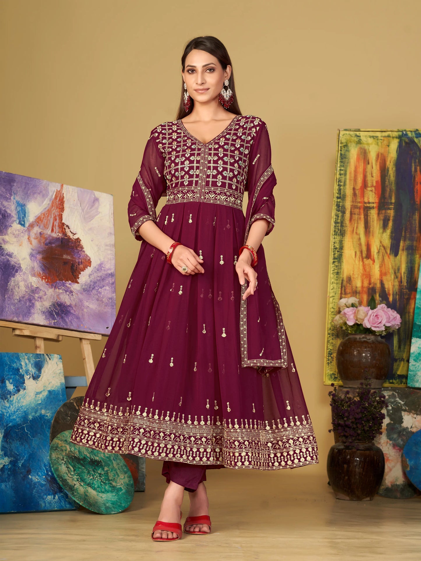 Designer Embroidered Anarkali Suit In Georgette