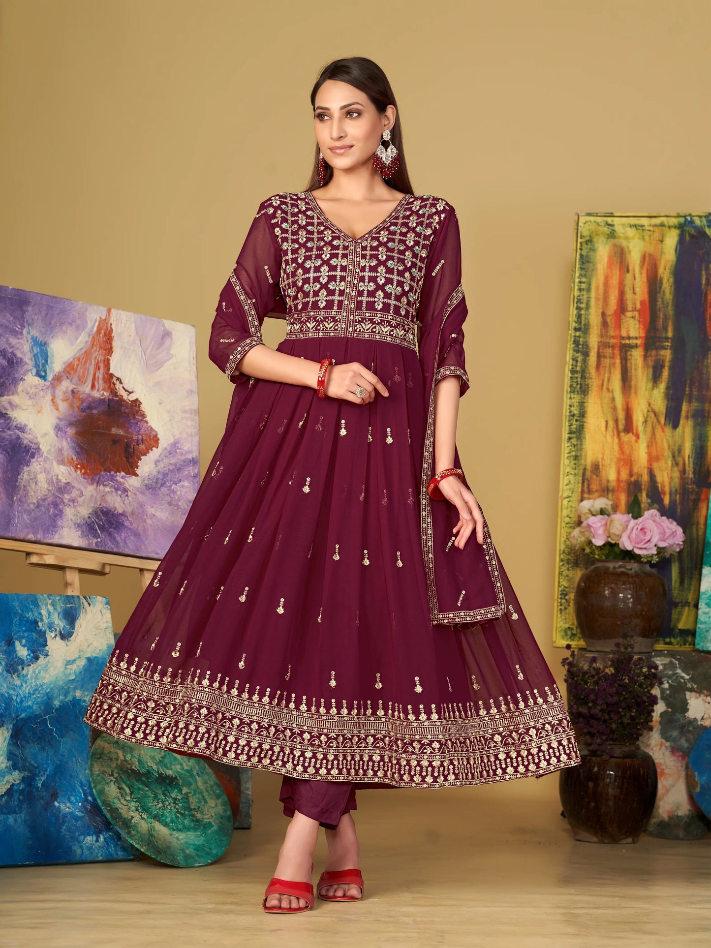 Designer Embroidered Anarkali Suit In Georgette